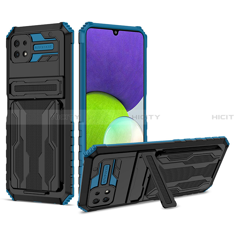 Custodia Silicone e Plastica Opaca Cover con Supporto YF1 per Samsung Galaxy A22 5G
