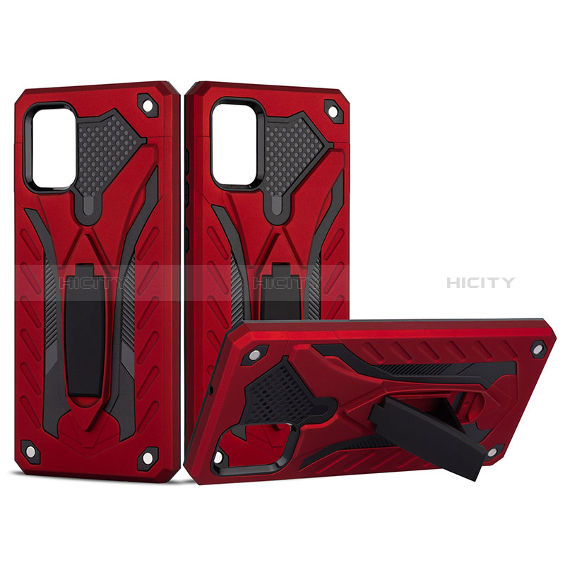 Custodia Silicone e Plastica Opaca Cover con Supporto YF2 per Samsung Galaxy A51 5G Rosso