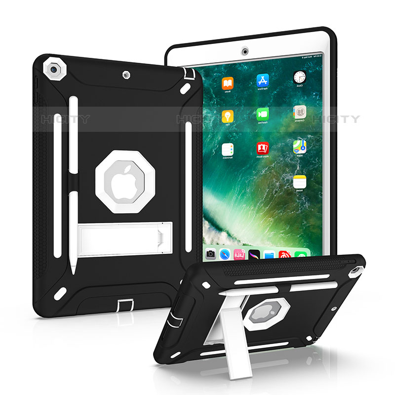 Custodia Silicone e Plastica Opaca Cover con Supporto YJ1 per Apple iPad 10.2 (2020) Nero