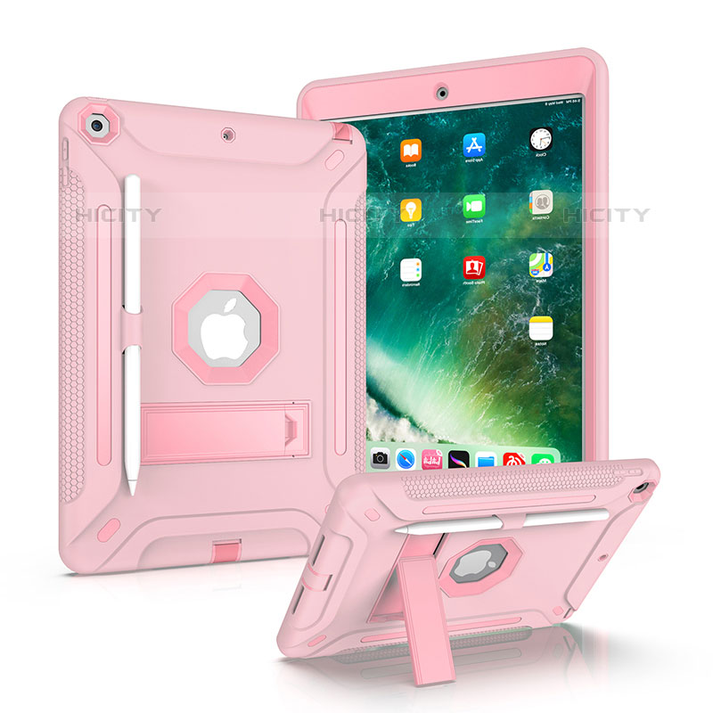 Custodia Silicone e Plastica Opaca Cover con Supporto YJ1 per Apple iPad 10.2 (2020) Rosa