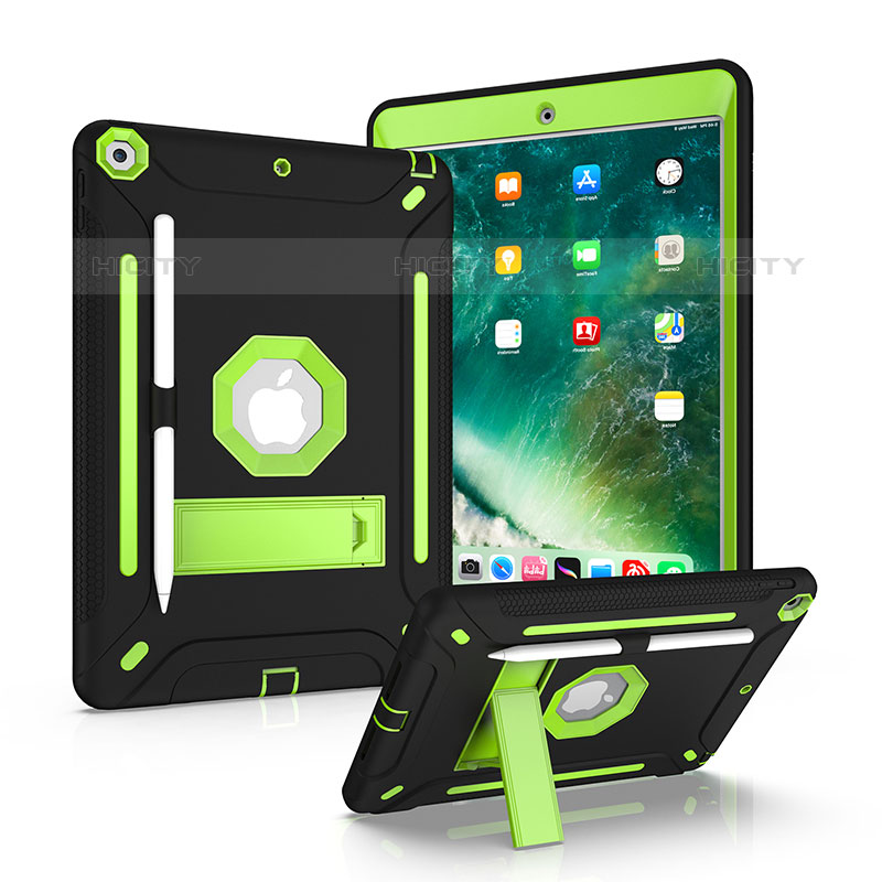 Custodia Silicone e Plastica Opaca Cover con Supporto YJ1 per Apple iPad 10.2 (2020) Verde
