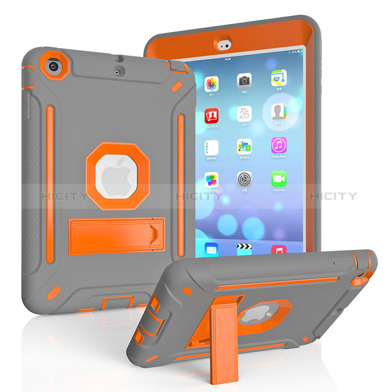 Custodia Silicone e Plastica Opaca Cover con Supporto YJ1 per Apple iPad Mini 2 Arancione