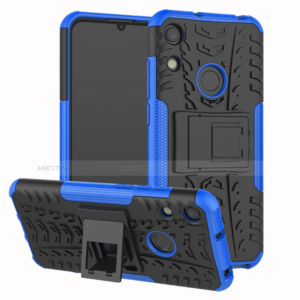 Custodia Silicone e Plastica Opaca Cover con Supporto Z01 per Huawei Honor 8A Blu