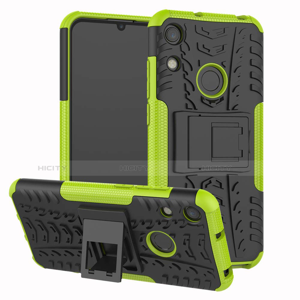 Custodia Silicone e Plastica Opaca Cover con Supporto Z01 per Huawei Y6 (2019) Verde