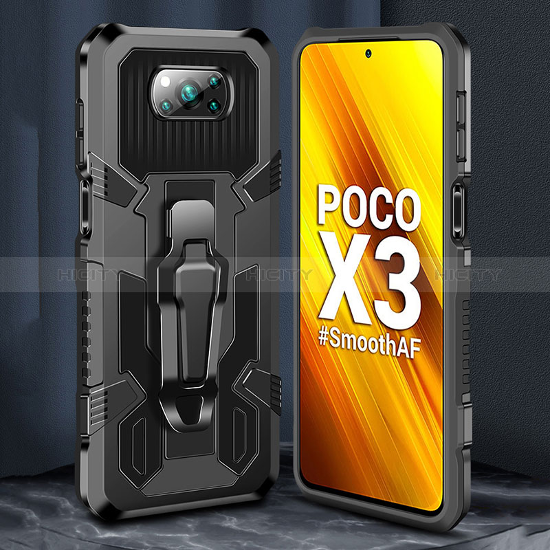 Custodia Silicone e Plastica Opaca Cover con Supporto ZJ2 per Xiaomi Poco X3 Pro