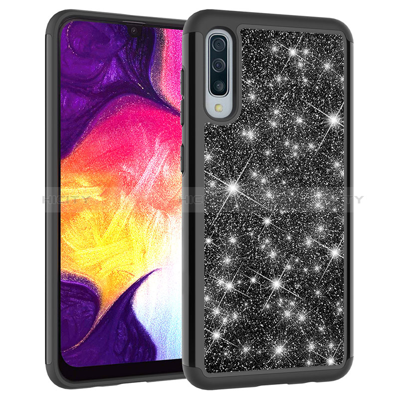 Custodia Silicone e Plastica Opaca Cover Fronte e Retro 360 Gradi Bling-Bling JX1 per Samsung Galaxy A50