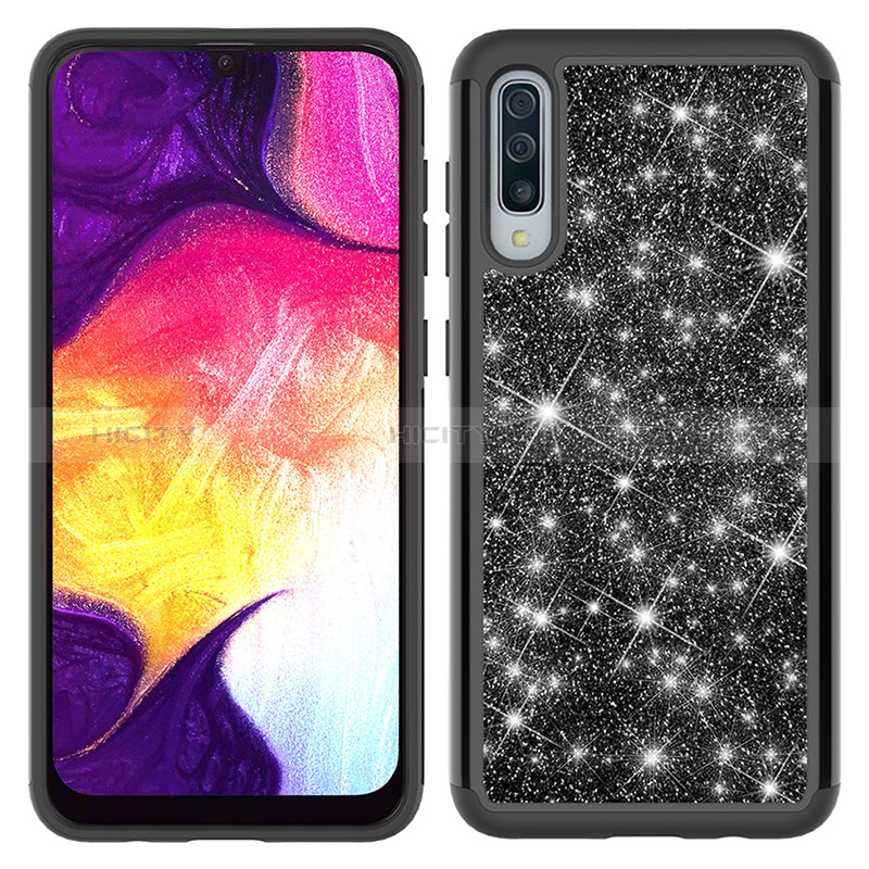 Custodia Silicone e Plastica Opaca Cover Fronte e Retro 360 Gradi Bling-Bling JX1 per Samsung Galaxy A50S