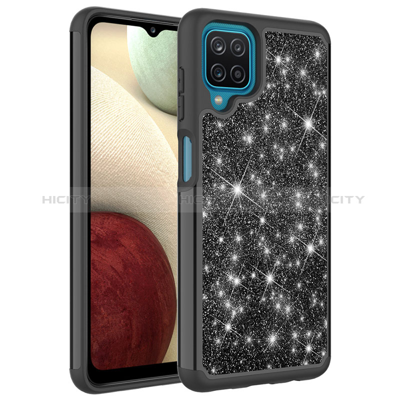 Custodia Silicone e Plastica Opaca Cover Fronte e Retro 360 Gradi Bling-Bling JX1 per Samsung Galaxy M12