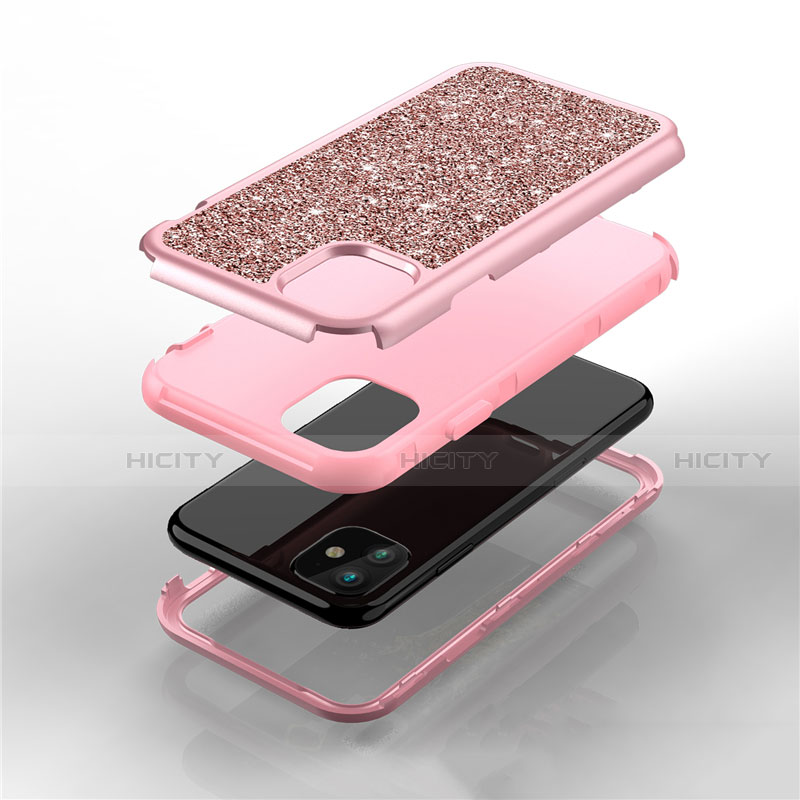 Custodia Silicone e Plastica Opaca Cover Fronte e Retro 360 Gradi Bling-Bling per Apple iPhone 11