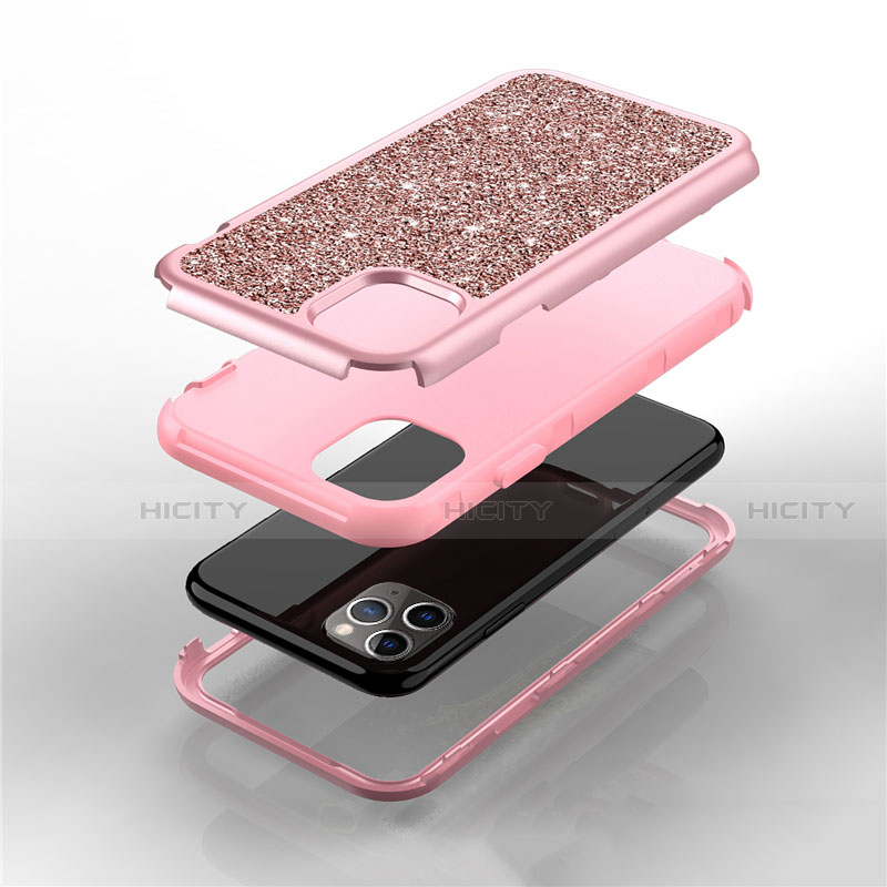 Custodia Silicone e Plastica Opaca Cover Fronte e Retro 360 Gradi Bling-Bling per Apple iPhone 11 Pro