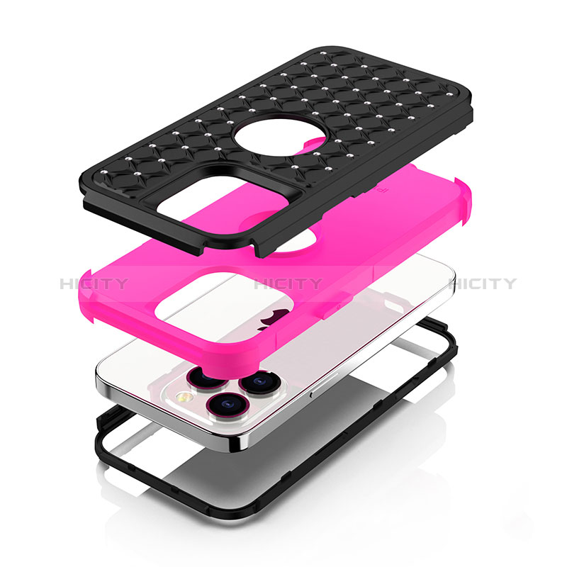 Custodia Silicone e Plastica Opaca Cover Fronte e Retro 360 Gradi Bling-Bling per Apple iPhone 13 Pro Max