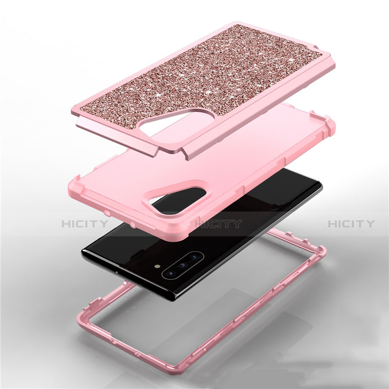 Custodia Silicone e Plastica Opaca Cover Fronte e Retro 360 Gradi Bling-Bling per Samsung Galaxy Note 10