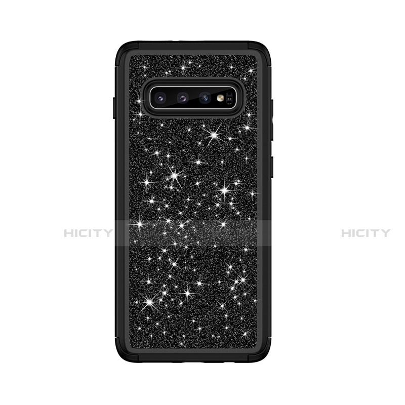 Custodia Silicone e Plastica Opaca Cover Fronte e Retro 360 Gradi Bling-Bling per Samsung Galaxy S10