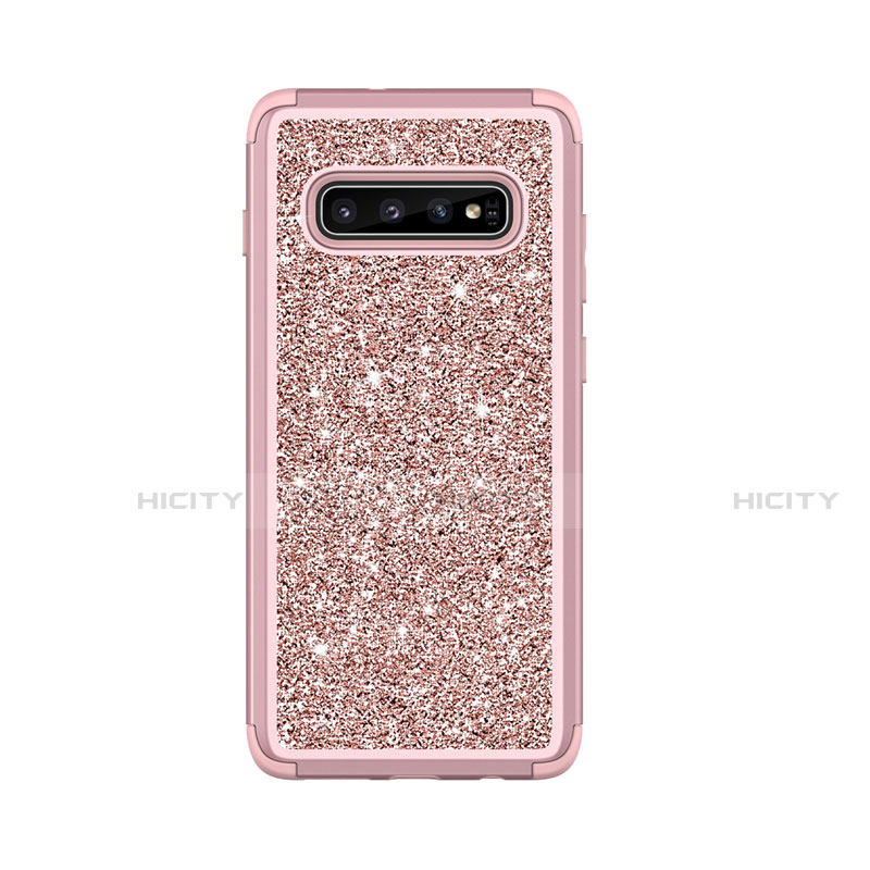 Custodia Silicone e Plastica Opaca Cover Fronte e Retro 360 Gradi Bling-Bling per Samsung Galaxy S10