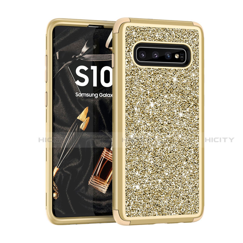 Custodia Silicone e Plastica Opaca Cover Fronte e Retro 360 Gradi Bling-Bling per Samsung Galaxy S10 5G