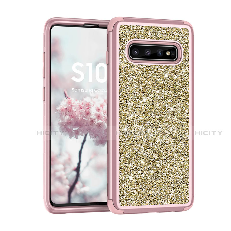 Custodia Silicone e Plastica Opaca Cover Fronte e Retro 360 Gradi Bling-Bling per Samsung Galaxy S10