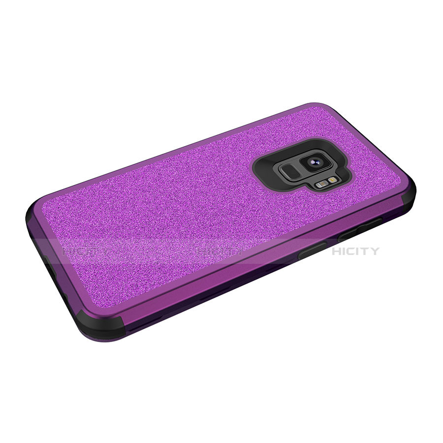 Custodia Silicone e Plastica Opaca Cover Fronte e Retro 360 Gradi Bling-Bling per Samsung Galaxy S9