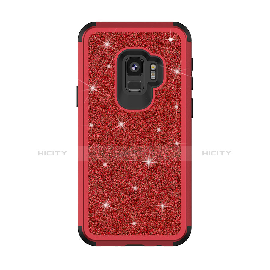 Custodia Silicone e Plastica Opaca Cover Fronte e Retro 360 Gradi Bling-Bling per Samsung Galaxy S9