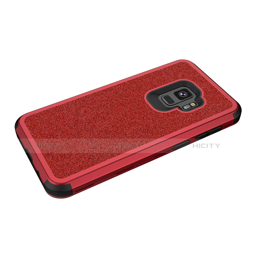 Custodia Silicone e Plastica Opaca Cover Fronte e Retro 360 Gradi Bling-Bling per Samsung Galaxy S9