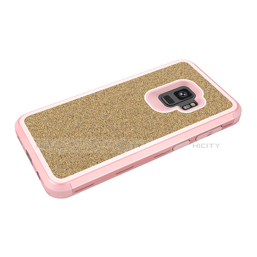 Custodia Silicone e Plastica Opaca Cover Fronte e Retro 360 Gradi Bling-Bling per Samsung Galaxy S9