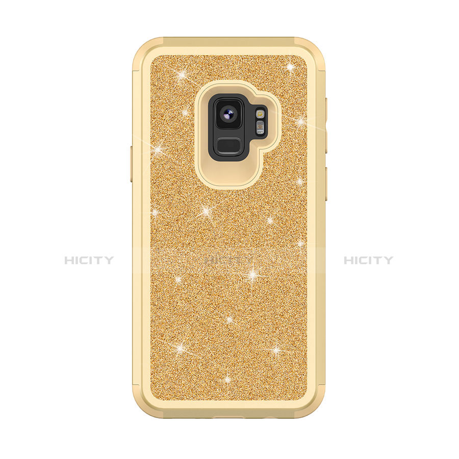 Custodia Silicone e Plastica Opaca Cover Fronte e Retro 360 Gradi Bling-Bling per Samsung Galaxy S9