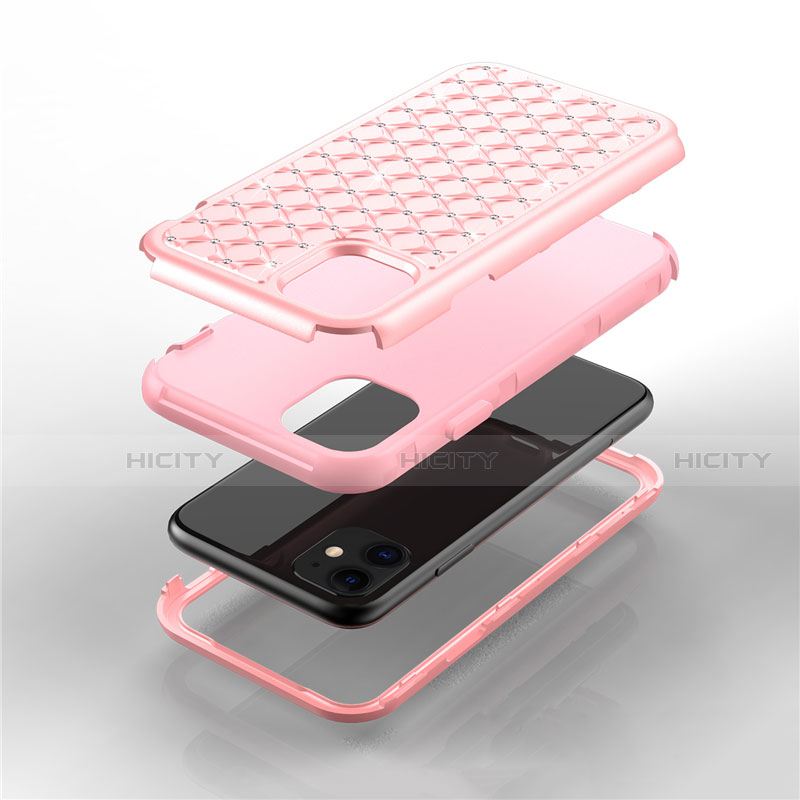 Custodia Silicone e Plastica Opaca Cover Fronte e Retro 360 Gradi Bling-Bling U01 per Apple iPhone 11