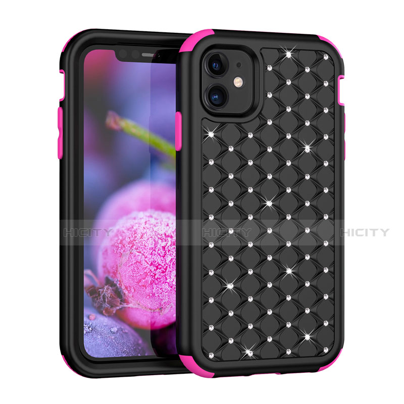 Custodia Silicone e Plastica Opaca Cover Fronte e Retro 360 Gradi Bling-Bling U01 per Apple iPhone 11