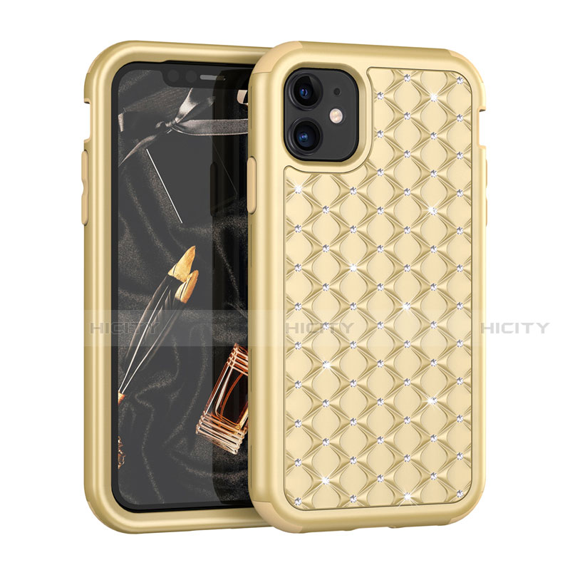 Custodia Silicone e Plastica Opaca Cover Fronte e Retro 360 Gradi Bling-Bling U01 per Apple iPhone 11 Oro