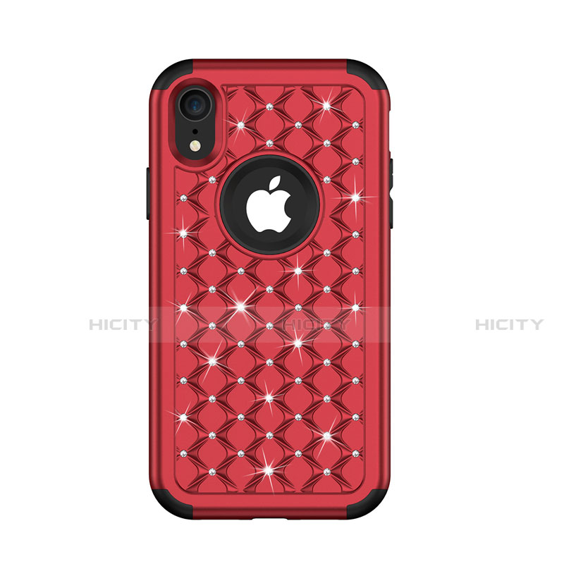 Custodia Silicone e Plastica Opaca Cover Fronte e Retro 360 Gradi Bling-Bling U01 per Apple iPhone XR