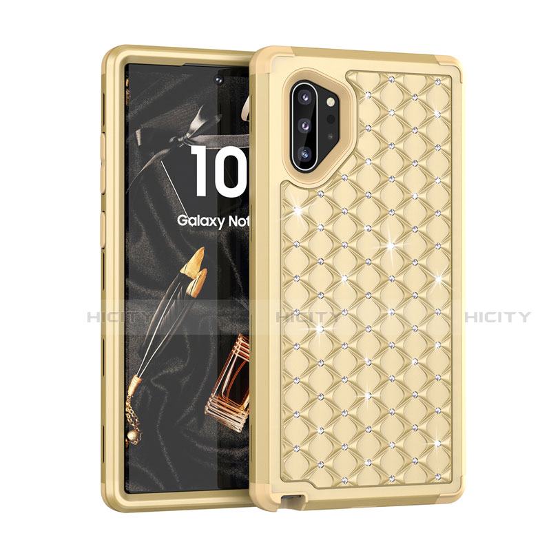 Custodia Silicone e Plastica Opaca Cover Fronte e Retro 360 Gradi Bling-Bling U01 per Samsung Galaxy Note 10 Plus Oro