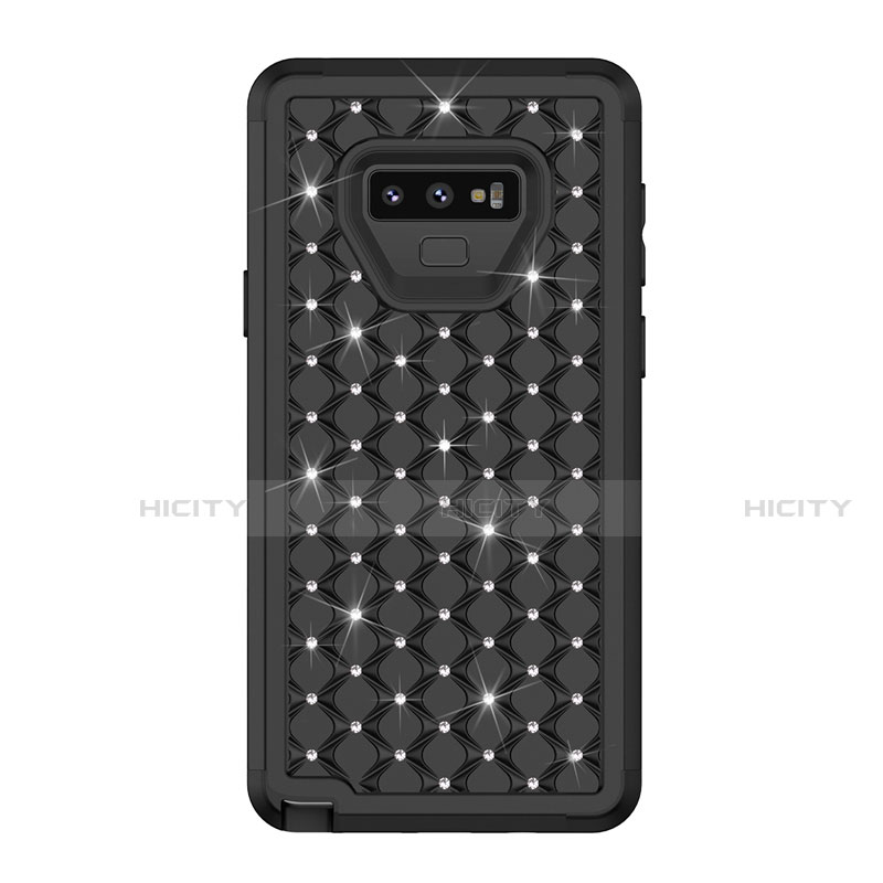 Custodia Silicone e Plastica Opaca Cover Fronte e Retro 360 Gradi Bling-Bling U01 per Samsung Galaxy Note 9 Nero