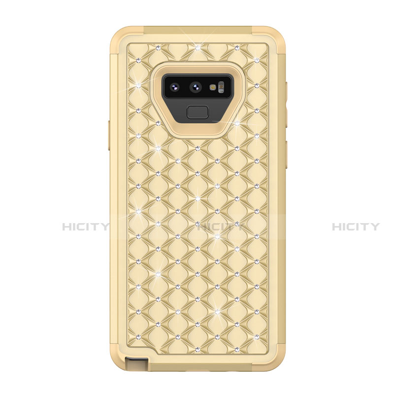 Custodia Silicone e Plastica Opaca Cover Fronte e Retro 360 Gradi Bling-Bling U01 per Samsung Galaxy Note 9 Oro