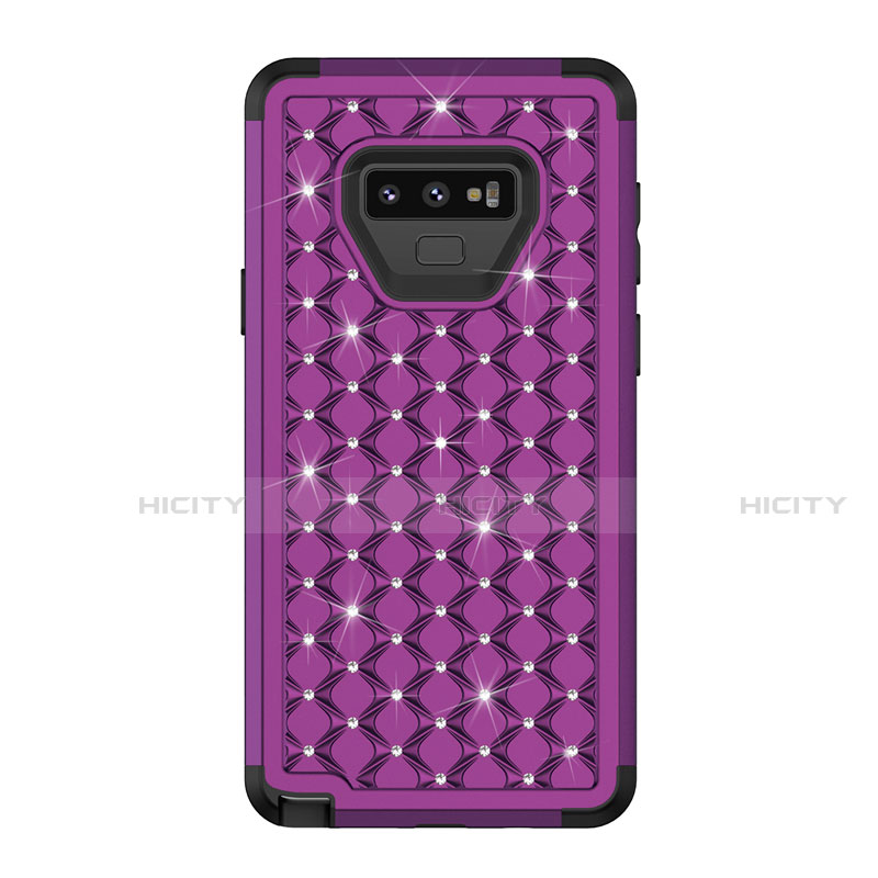 Custodia Silicone e Plastica Opaca Cover Fronte e Retro 360 Gradi Bling-Bling U01 per Samsung Galaxy Note 9 Viola