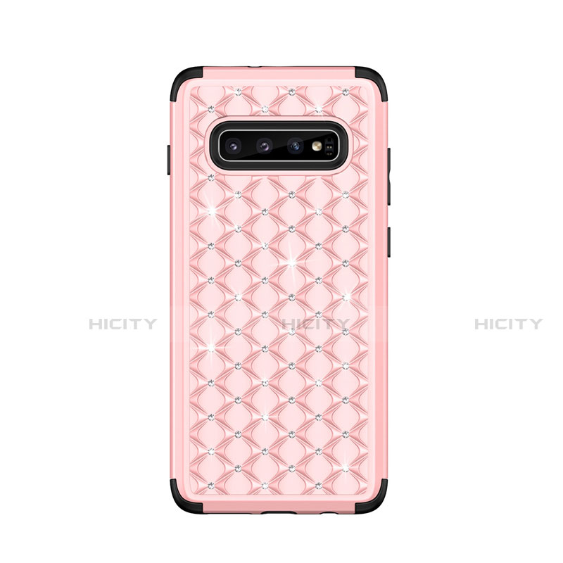 Custodia Silicone e Plastica Opaca Cover Fronte e Retro 360 Gradi Bling-Bling U01 per Samsung Galaxy S10 Plus