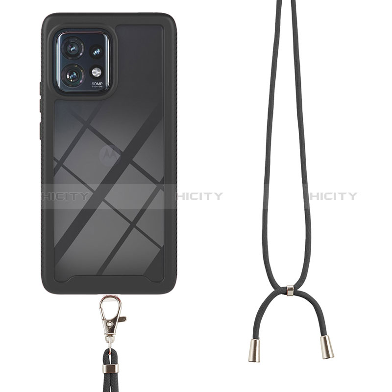 Custodia Silicone e Plastica Opaca Cover Fronte e Retro 360 Gradi con Cinghia Cordino Mano per Motorola Moto X40 5G