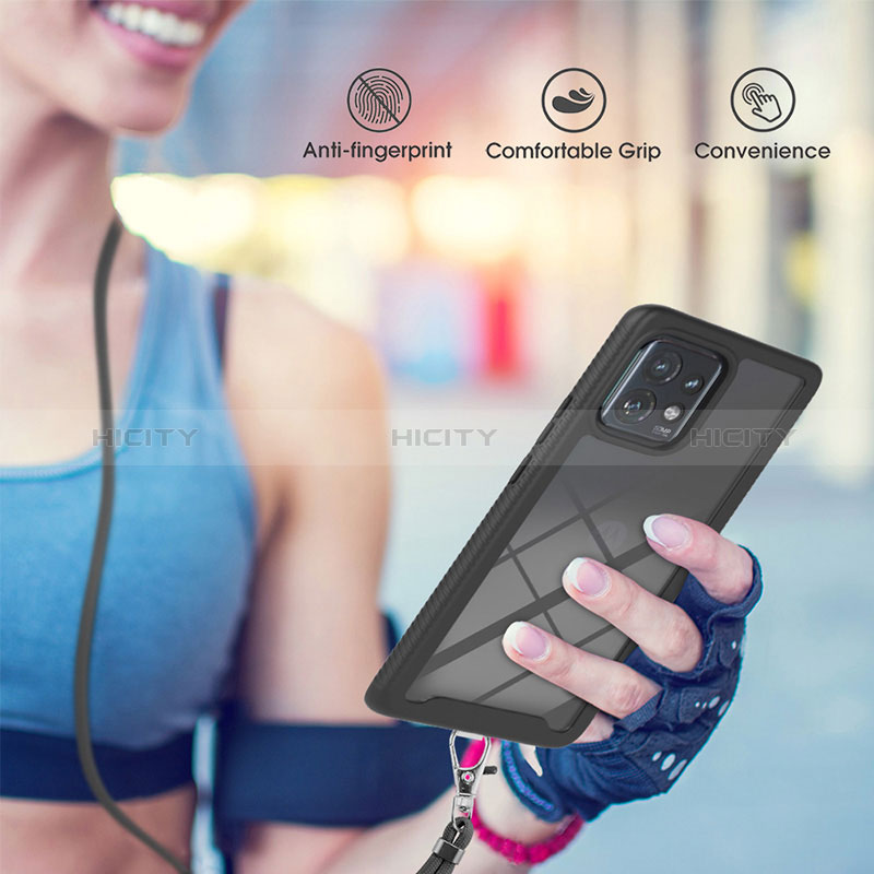 Custodia Silicone e Plastica Opaca Cover Fronte e Retro 360 Gradi con Cinghia Cordino Mano per Motorola Moto X40 5G