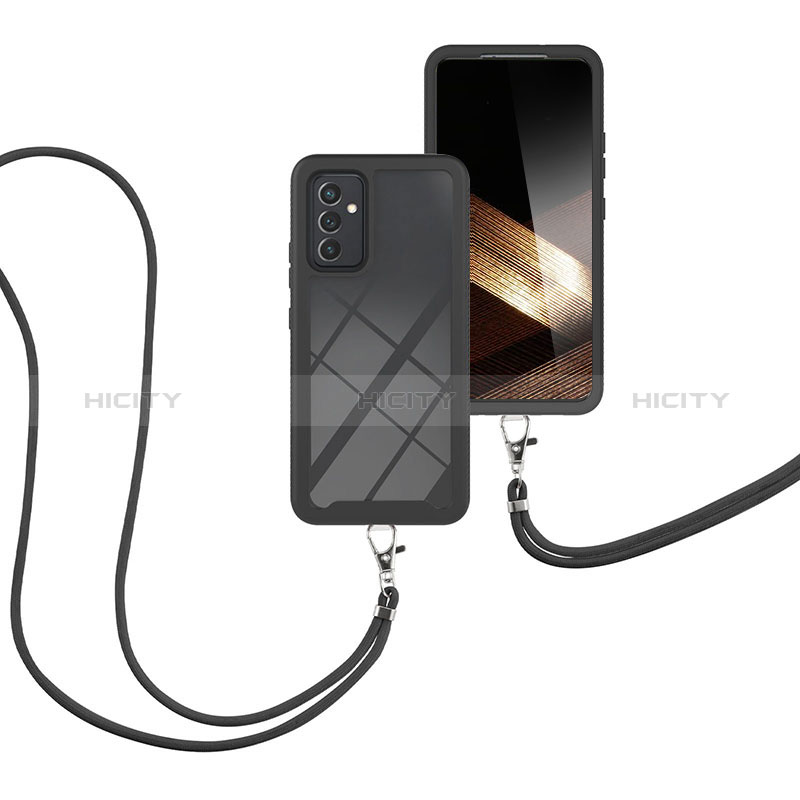 Custodia Silicone e Plastica Opaca Cover Fronte e Retro 360 Gradi con Cinghia Cordino Mano per Samsung Galaxy A15 5G