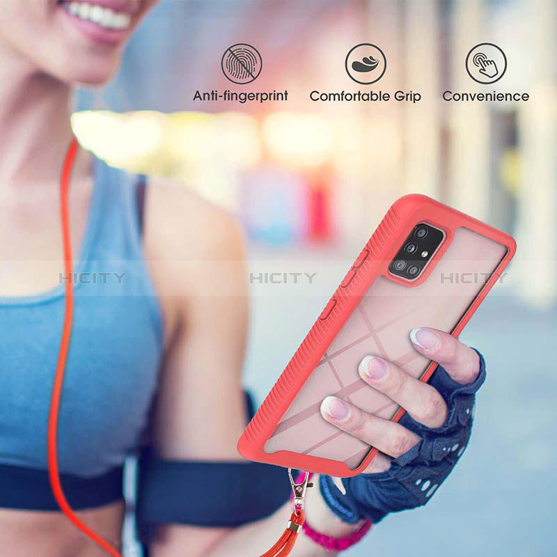 Custodia Silicone e Plastica Opaca Cover Fronte e Retro 360 Gradi con Cinghia Cordino Mano per Samsung Galaxy A51 4G