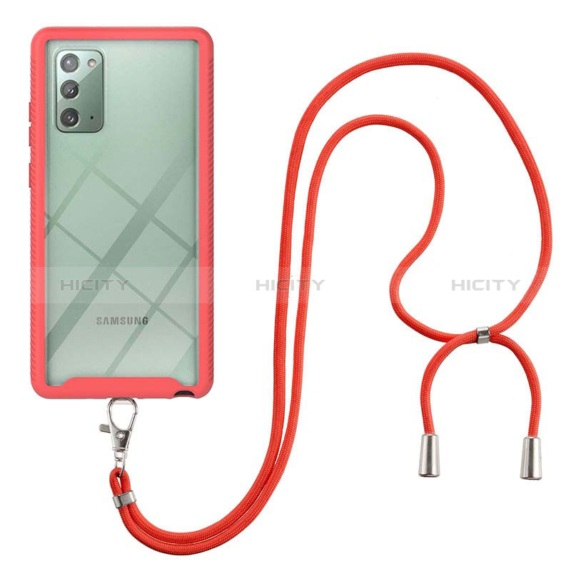 Custodia Silicone e Plastica Opaca Cover Fronte e Retro 360 Gradi con Cinghia Cordino Mano per Samsung Galaxy Note 20 5G