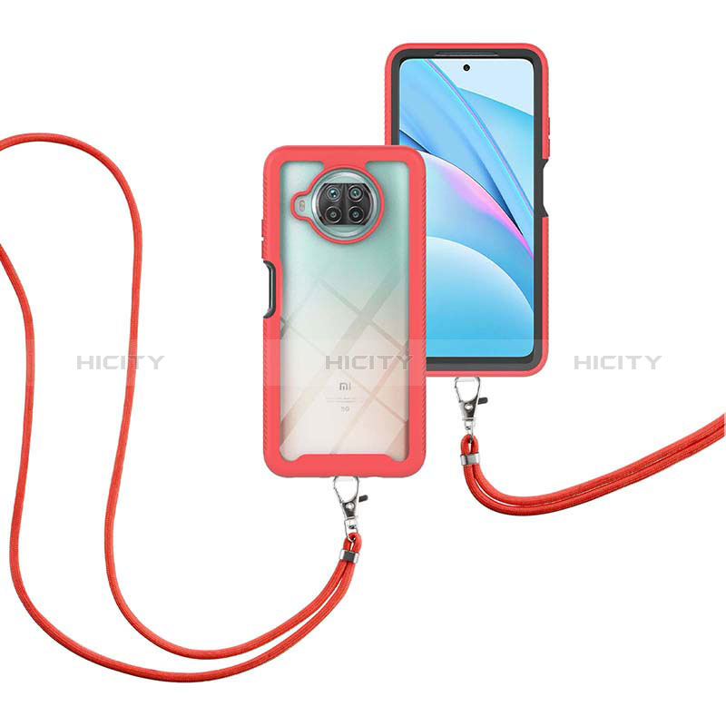 Custodia Silicone e Plastica Opaca Cover Fronte e Retro 360 Gradi con Cinghia Cordino Mano per Xiaomi Mi 10i 5G