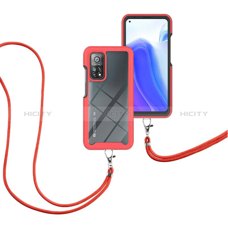 Custodia Silicone e Plastica Opaca Cover Fronte e Retro 360 Gradi con Cinghia Cordino Mano per Xiaomi Mi 10T 5G