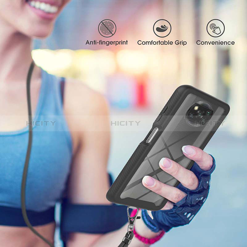 Custodia Silicone e Plastica Opaca Cover Fronte e Retro 360 Gradi con Cinghia Cordino Mano per Xiaomi Poco X3 Pro
