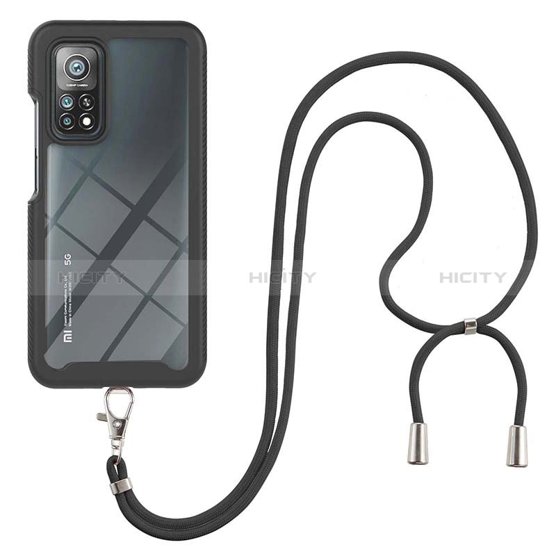 Custodia Silicone e Plastica Opaca Cover Fronte e Retro 360 Gradi con Cinghia Cordino Mano per Xiaomi Redmi K30S 5G