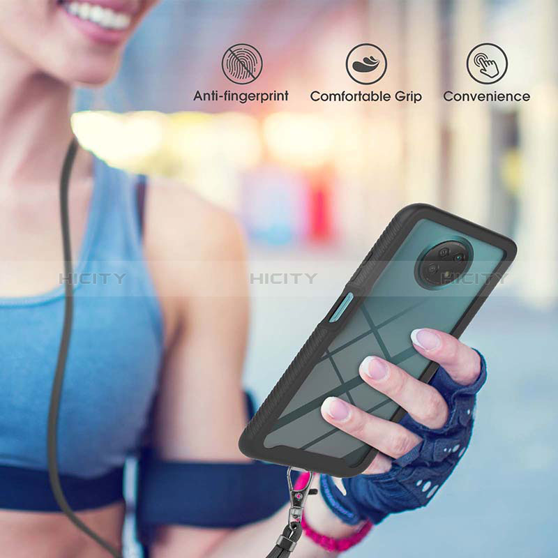Custodia Silicone e Plastica Opaca Cover Fronte e Retro 360 Gradi con Cinghia Cordino Mano per Xiaomi Redmi Note 9 5G