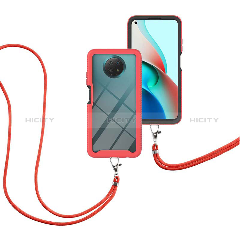Custodia Silicone e Plastica Opaca Cover Fronte e Retro 360 Gradi con Cinghia Cordino Mano per Xiaomi Redmi Note 9T 5G