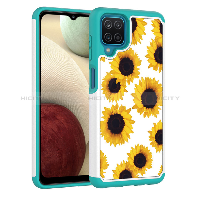 Custodia Silicone e Plastica Opaca Cover Fronte e Retro 360 Gradi JX1 per Samsung Galaxy A12 Giallo