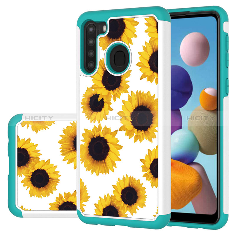 Custodia Silicone e Plastica Opaca Cover Fronte e Retro 360 Gradi JX1 per Samsung Galaxy A21