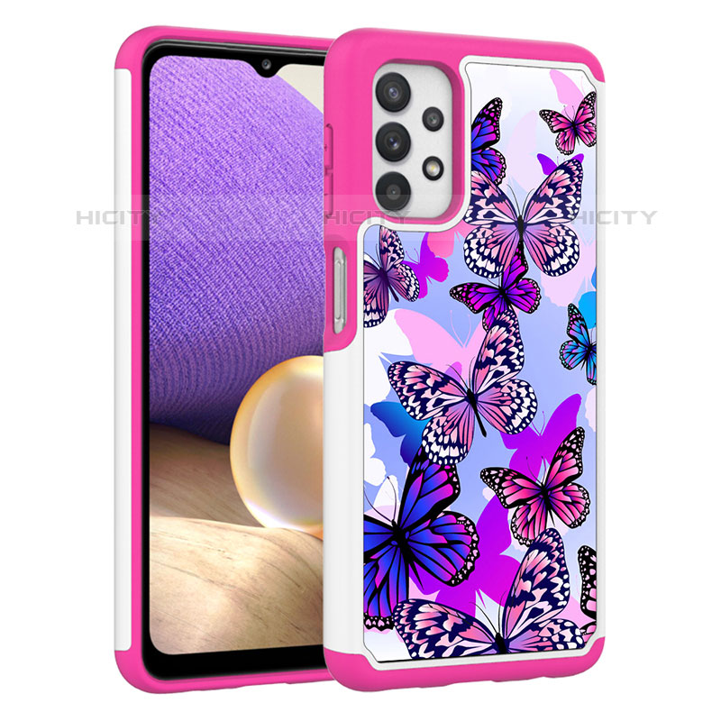 Custodia Silicone e Plastica Opaca Cover Fronte e Retro 360 Gradi JX1 per Samsung Galaxy M32 5G Rosa Caldo