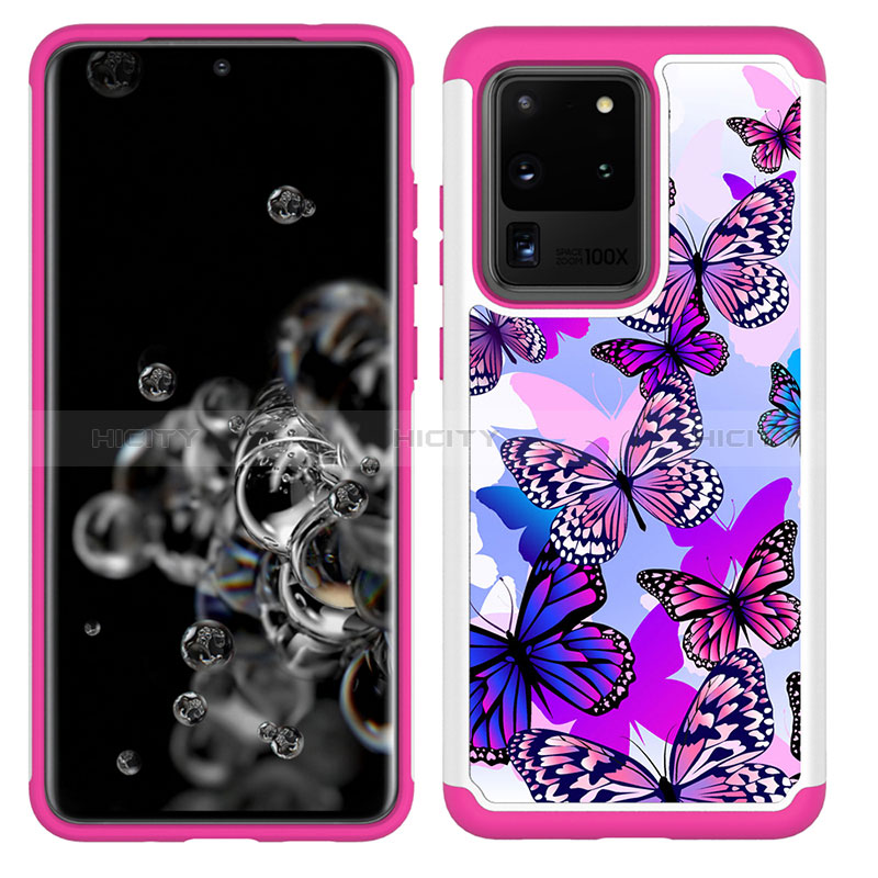 Custodia Silicone e Plastica Opaca Cover Fronte e Retro 360 Gradi JX1 per Samsung Galaxy S20 Ultra 5G Rosa Caldo