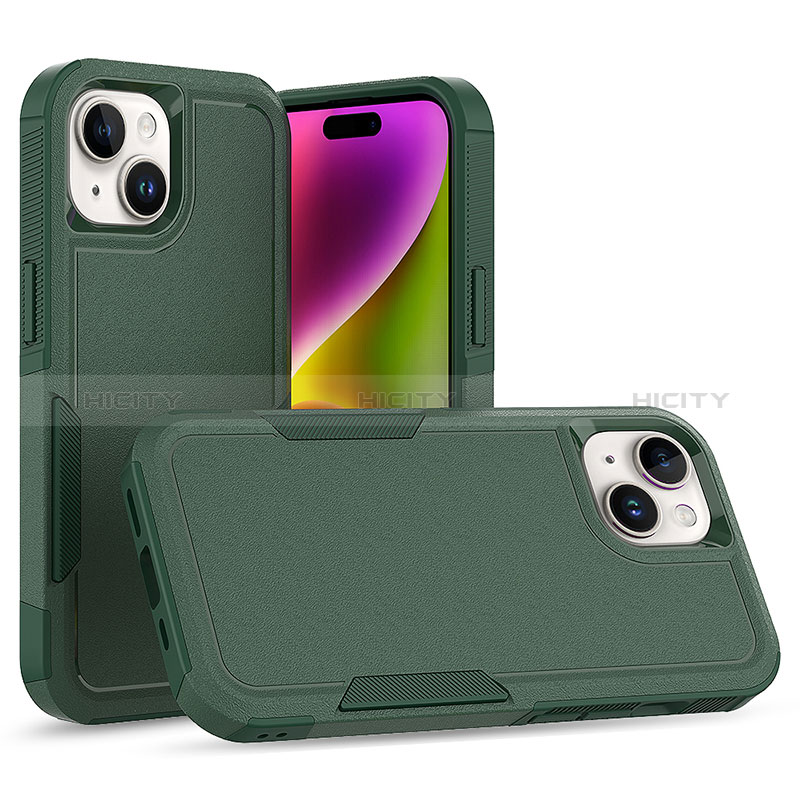 Custodia Silicone e Plastica Opaca Cover Fronte e Retro 360 Gradi MQ1 per Apple iPhone 13 Verde Notte